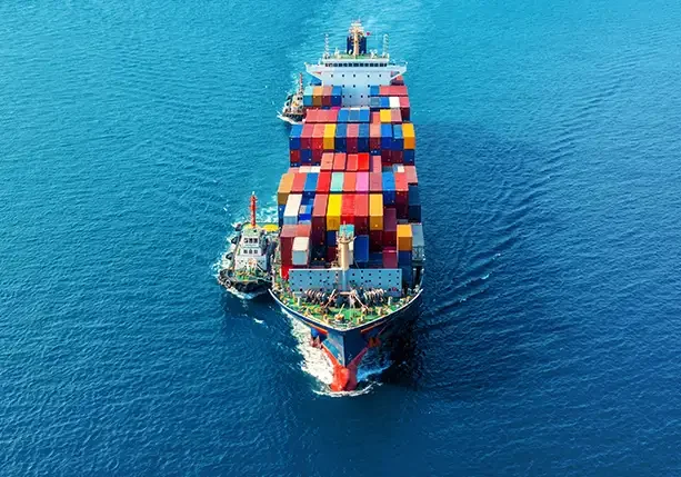 A barge in the ocean.